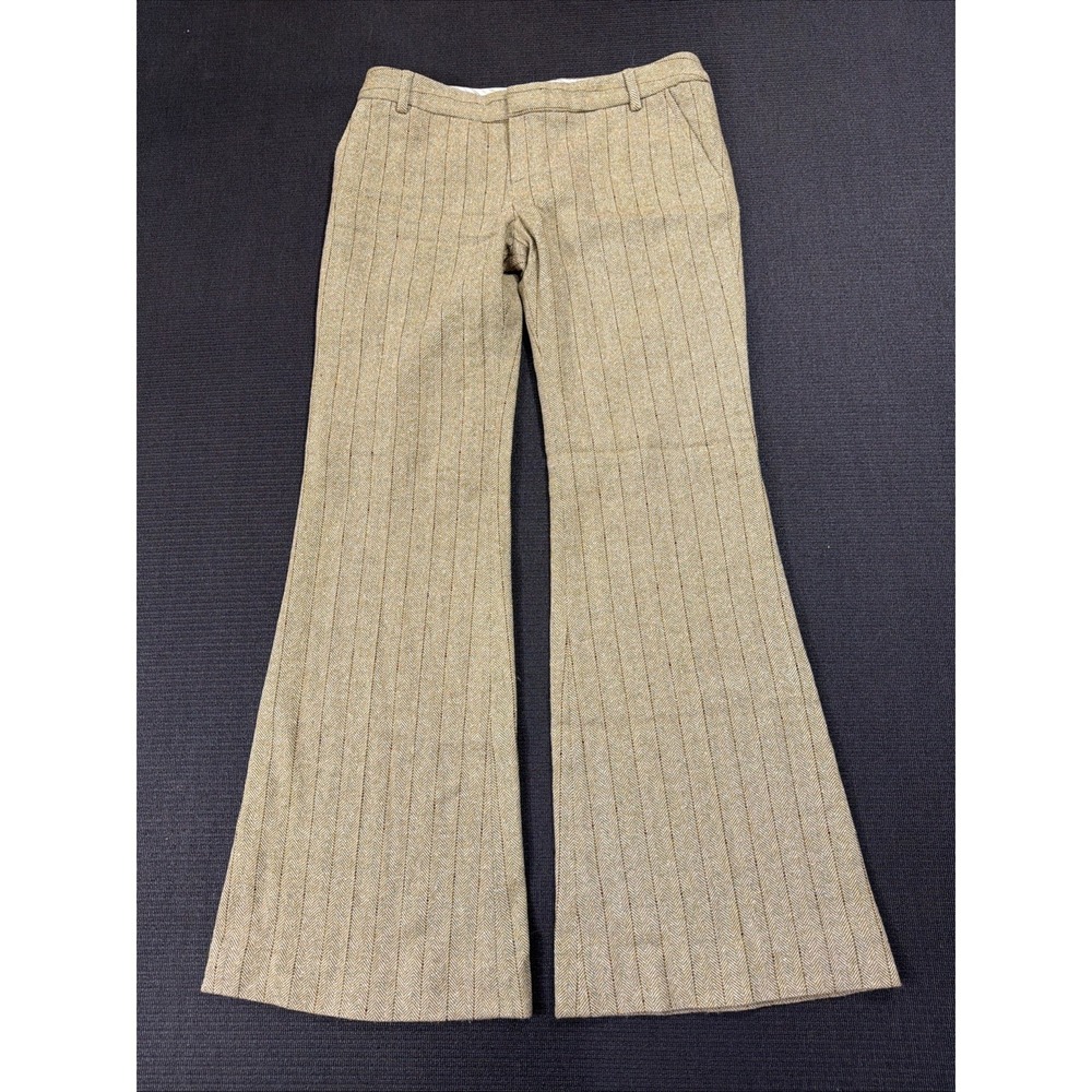 Raven Barneys New York Wool Pants Womens 10 Herringbone Tan Lined Flare Vintage